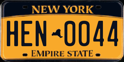 NY license plate HEN0044
