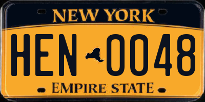 NY license plate HEN0048