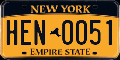 NY license plate HEN0051
