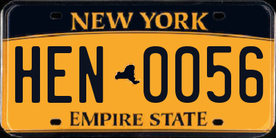 NY license plate HEN0056