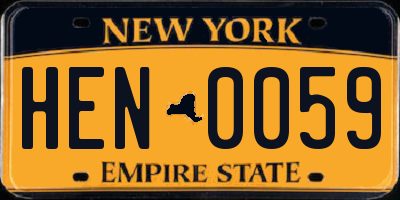NY license plate HEN0059