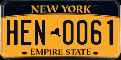 NY license plate HEN0061