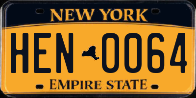 NY license plate HEN0064