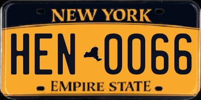 NY license plate HEN0066