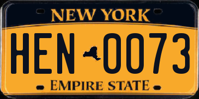 NY license plate HEN0073