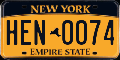 NY license plate HEN0074