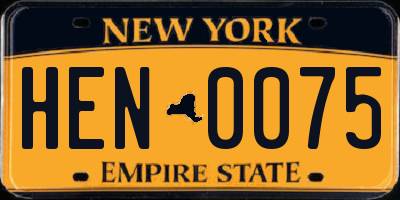 NY license plate HEN0075