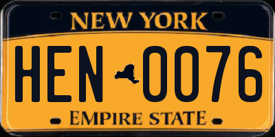 NY license plate HEN0076