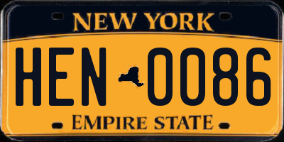 NY license plate HEN0086