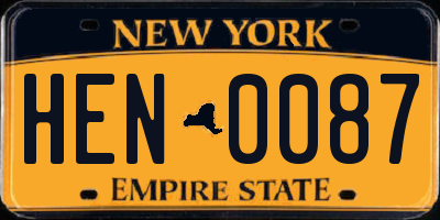 NY license plate HEN0087
