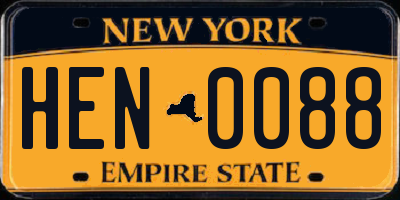 NY license plate HEN0088