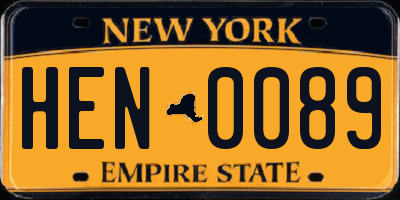 NY license plate HEN0089