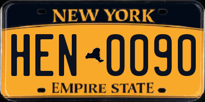NY license plate HEN0090