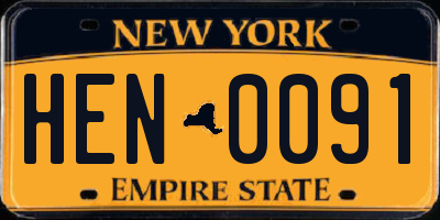 NY license plate HEN0091