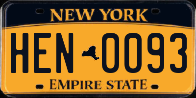 NY license plate HEN0093