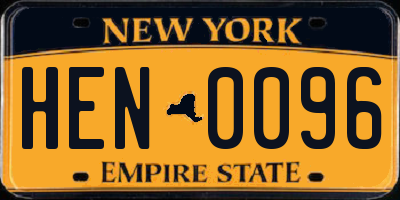 NY license plate HEN0096