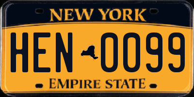 NY license plate HEN0099