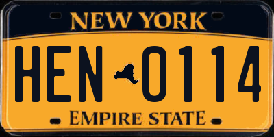 NY license plate HEN0114
