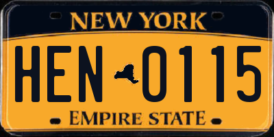 NY license plate HEN0115