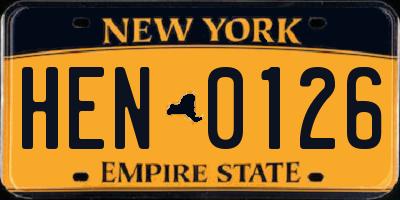 NY license plate HEN0126