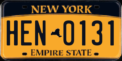 NY license plate HEN0131