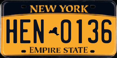 NY license plate HEN0136
