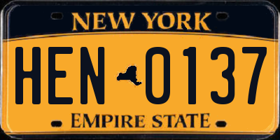 NY license plate HEN0137