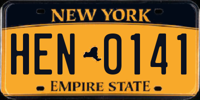 NY license plate HEN0141