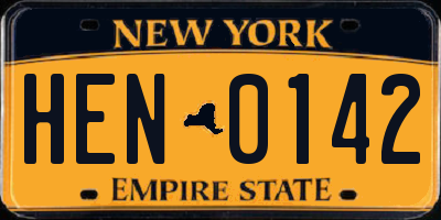 NY license plate HEN0142