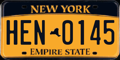 NY license plate HEN0145