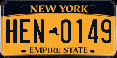 NY license plate HEN0149