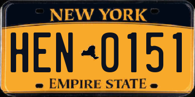 NY license plate HEN0151