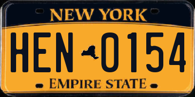 NY license plate HEN0154