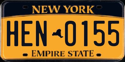 NY license plate HEN0155