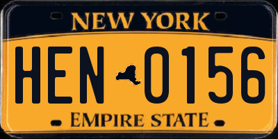 NY license plate HEN0156