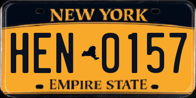 NY license plate HEN0157
