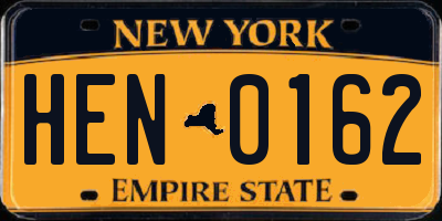 NY license plate HEN0162