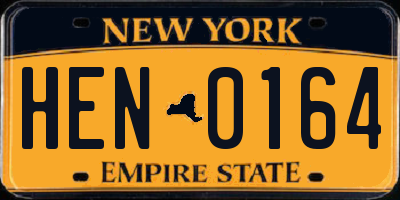 NY license plate HEN0164