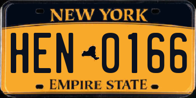 NY license plate HEN0166