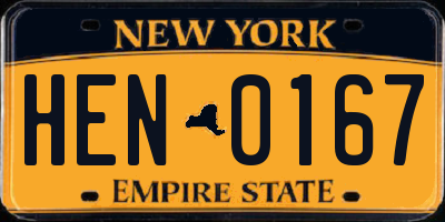 NY license plate HEN0167