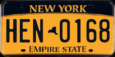 NY license plate HEN0168
