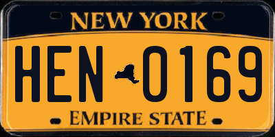 NY license plate HEN0169