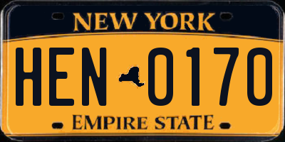 NY license plate HEN0170