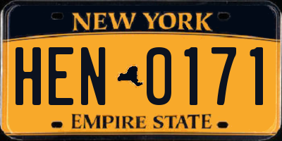 NY license plate HEN0171