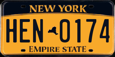 NY license plate HEN0174