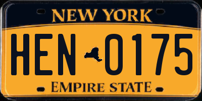 NY license plate HEN0175