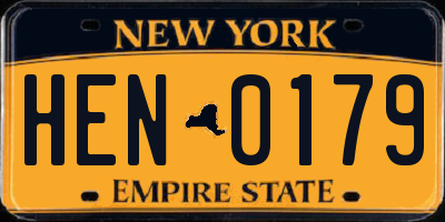 NY license plate HEN0179