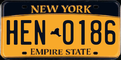 NY license plate HEN0186