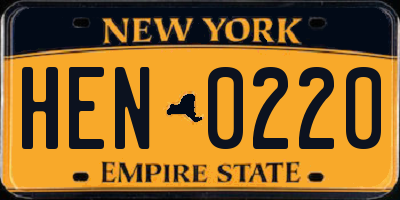 NY license plate HEN0220