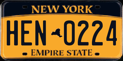 NY license plate HEN0224